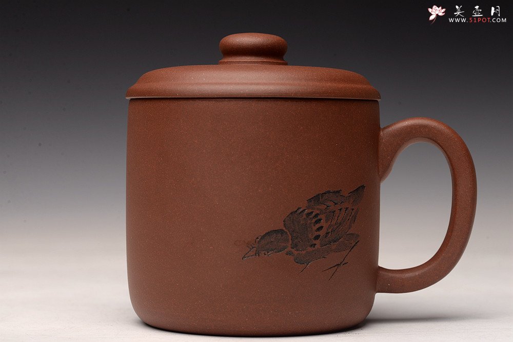 紫砂壶图片： 陆轶舟老师精刻 好料盖杯 精工  - 宜兴紫砂壶网