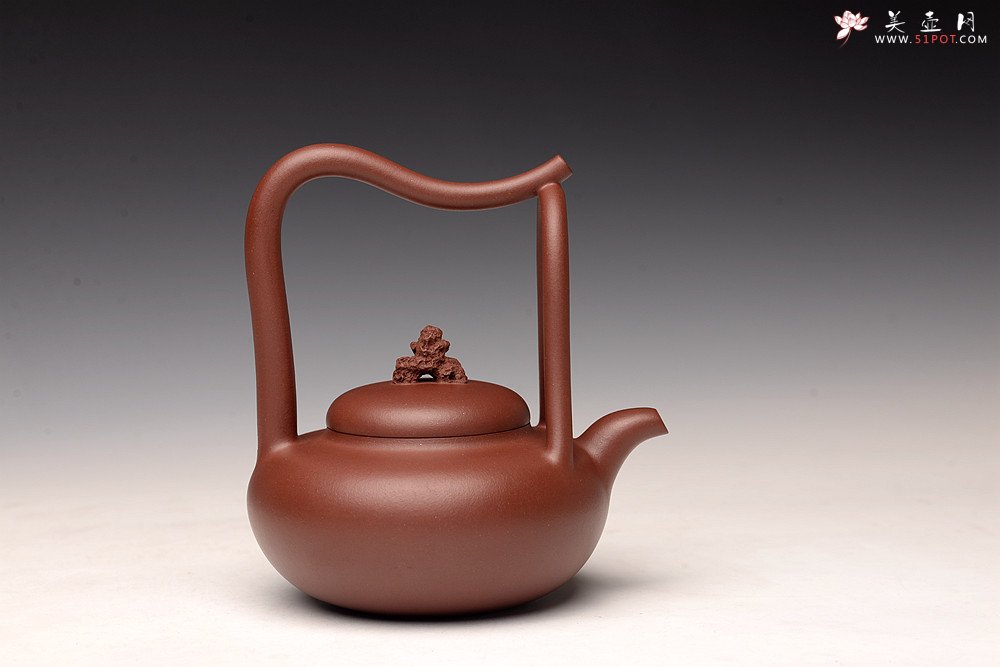 紫砂壶图片：储俊伟丙申夏全手精品 大气磅礴 四号井底槽青 摹古太湖石提梁 - 宜兴紫砂壶网