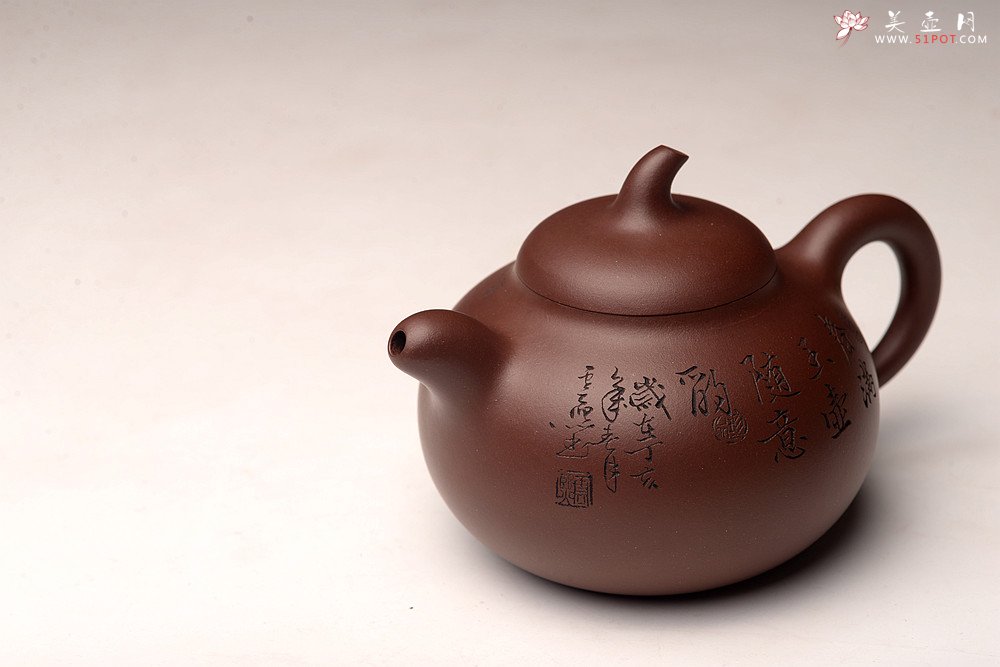 紫砂壶图片：张云熙精品之作 富有逸趣 传统器形 饱满可人 童子接福 茄瓜 - 宜兴紫砂壶网