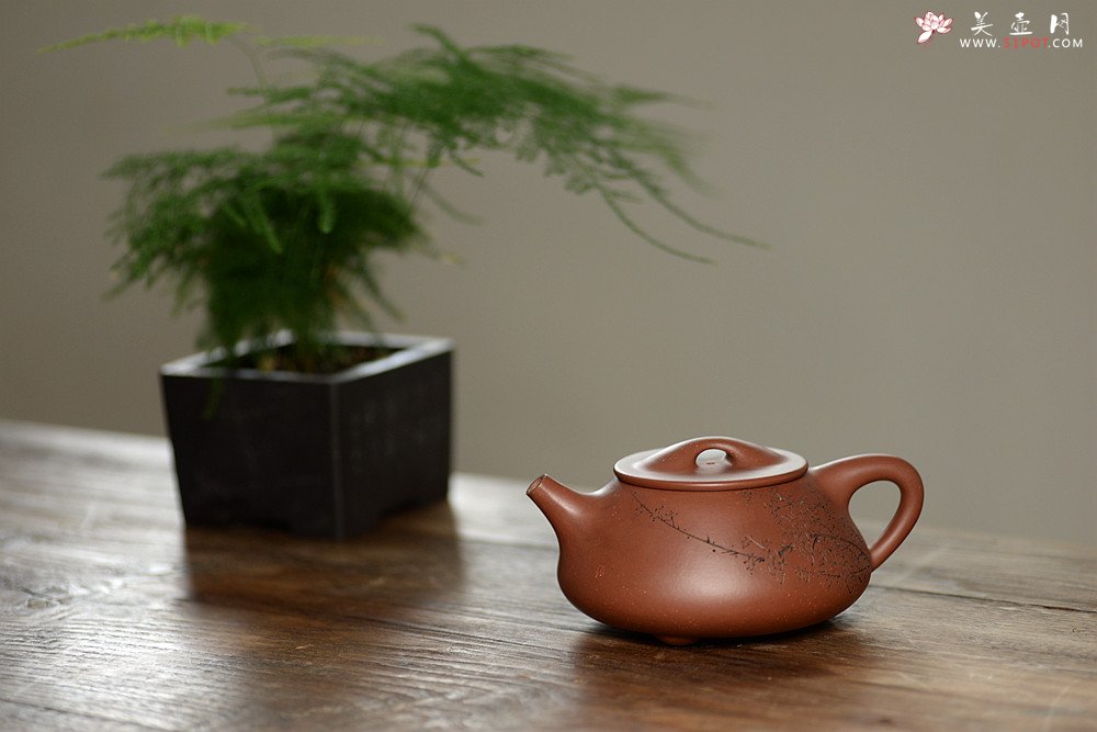 紫砂壶图片：吴杰全手新作 气势饱满 陆轶舟装饰 双刀老辣 精致耐品~ 梅花满瓢 致敬景舟 - 宜兴紫砂壶网