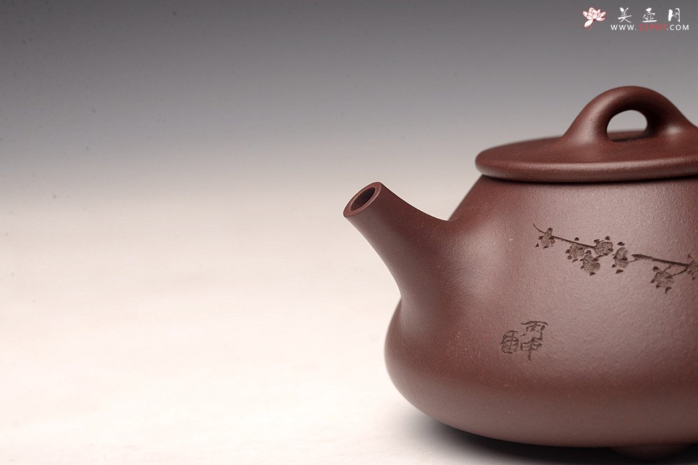 紫砂壶图片：梅骨兰香 全手子冶石瓢 骨肉均挺之精品 - 宜兴紫砂壶网