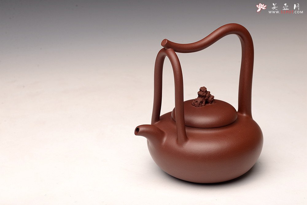 紫砂壶图片：储俊伟丙申夏全手精品 大气磅礴 四号井底槽青 摹古太湖石提梁 - 宜兴紫砂壶网