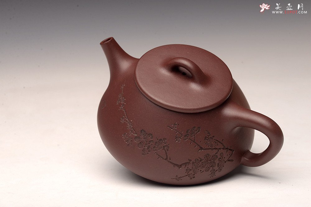 紫砂壶图片：梅骨兰香 全手子冶石瓢 骨肉均挺之精品 - 宜兴紫砂壶网
