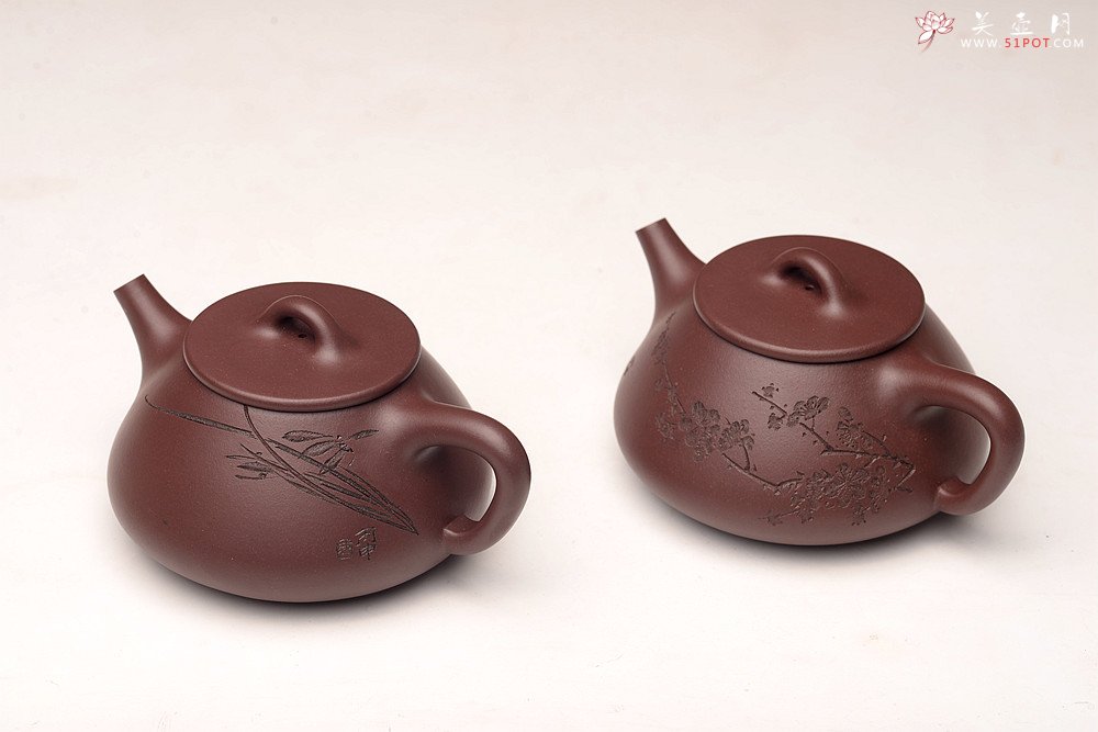 紫砂壶图片：梅骨兰香 全手子冶石瓢 骨肉均挺之精品 - 宜兴紫砂壶网