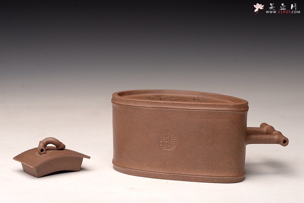 紫砂壶图片：耿其群创意新作 个性演绎 别具意趣  全手清风竹段  - 宜兴紫砂壶网