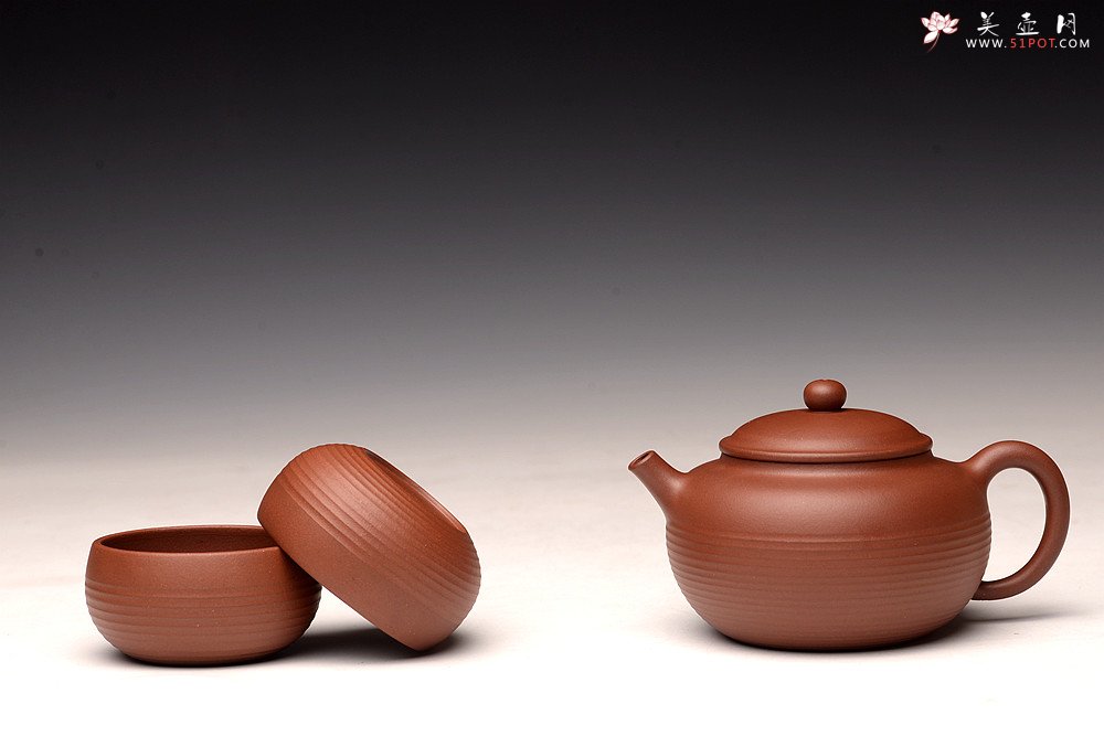 紫砂壶图片：于洪霞丙申夏全手作品 饱满圆润 率真线韵~ 做工精致 怡圆套组 - 宜兴紫砂壶网