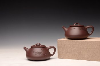 紫砂壶图片：梅骨兰香 全手子冶石瓢 骨肉均挺之精品 - 宜兴紫砂壶网