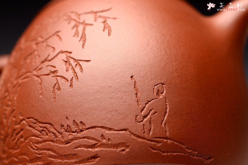 紫砂壶图片：文人作品 全手摹古秦权 储云高徒潘晓鸣装饰 格调高画意深  - 宜兴紫砂壶网