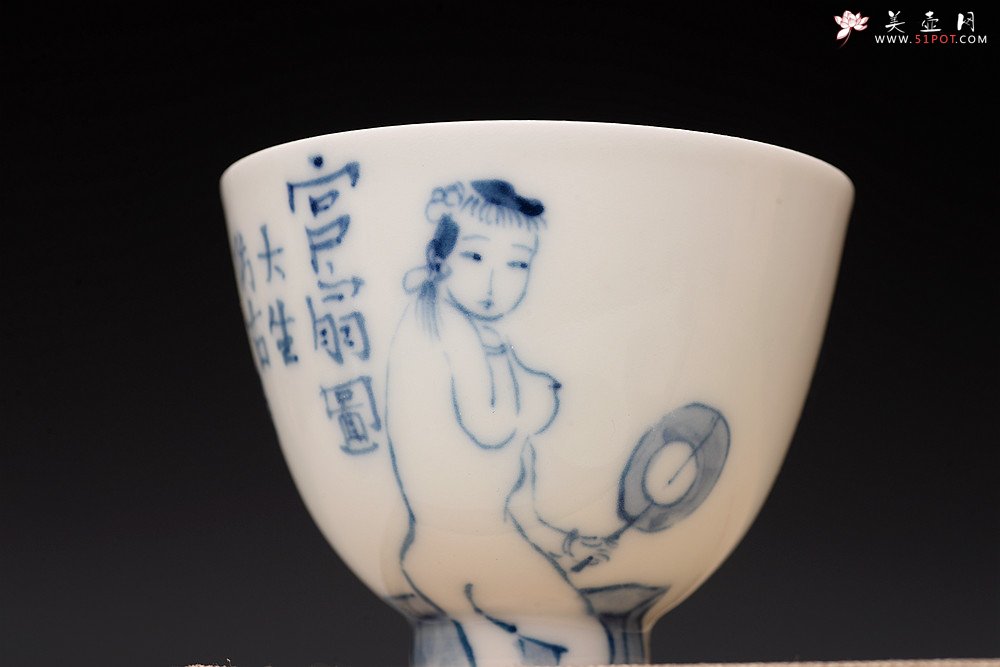 紫砂壶图片：大生（姜寅）玩瓷 朱新建系列 趣味十足 ~ 率性美人品茗对杯 不接受定做 - 宜兴紫砂壶网