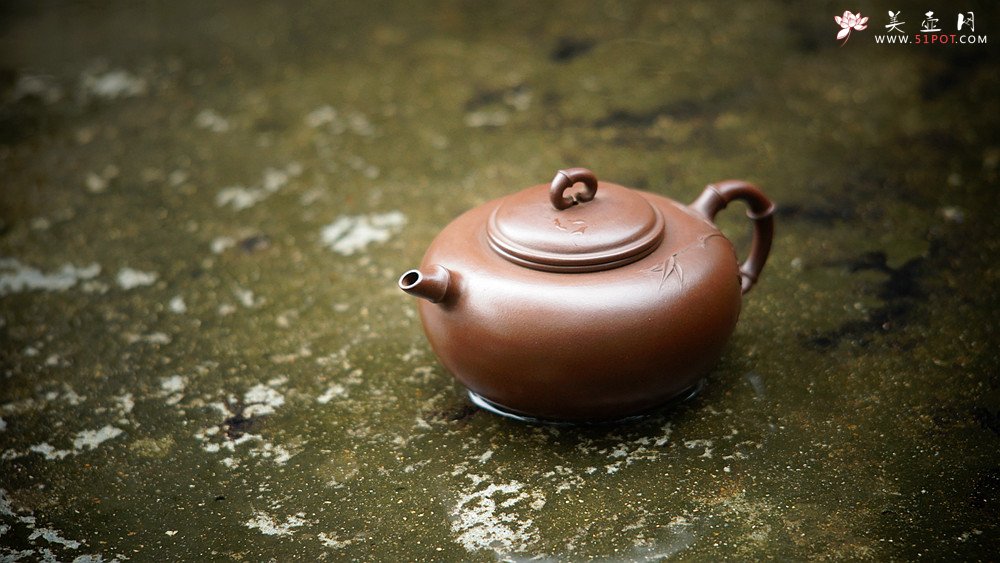 紫砂壶图片：实力派潘丹初丙申夏 优质紫泥  国画入壶 秀雅文气 全手原创福竹o(∩_∩)o - 宜兴紫砂壶网