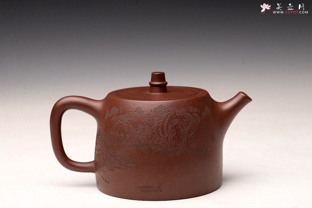 紫砂壶图片：通景山水 丰润挺拔  优质地槽青 全手大汉铎 - 宜兴紫砂壶网