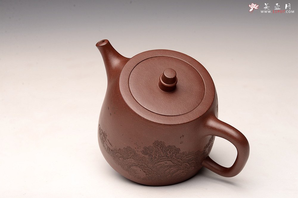 紫砂壶图片：通景山水 丰润挺拔  优质地槽青 全手大汉铎 - 宜兴紫砂壶网