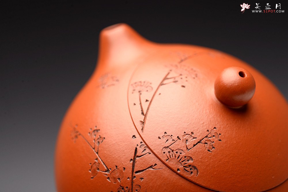 紫砂壶图片：传统经典 娇艳小巧 徐亚春全手西施  陆轶舟老师装饰 梅竹双清 - 宜兴紫砂壶网