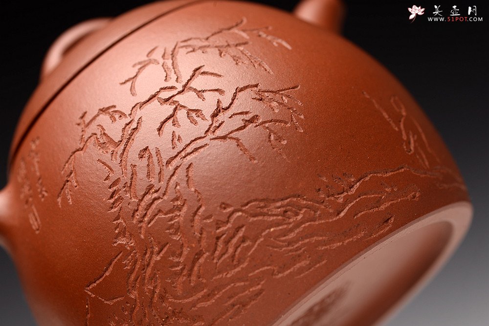 紫砂壶图片：文人作品 全手摹古秦权 储云高徒潘晓鸣装饰 格调高画意深  - 宜兴紫砂壶网