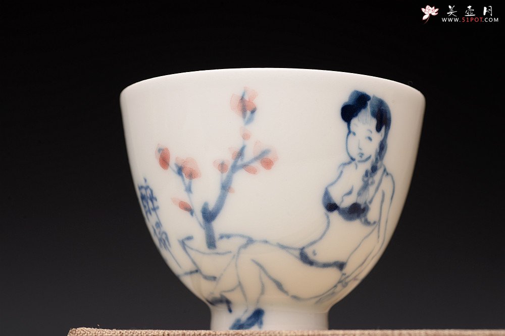 紫砂壶图片：大生（姜寅）玩瓷 朱新建系列 趣味十足 ~ 率性美人品茗对杯 不接受定做 - 宜兴紫砂壶网