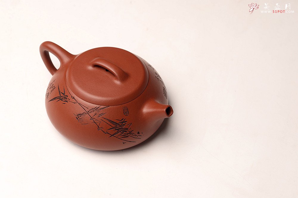 紫砂壶图片：张云熙丙申夏全手精品 雅致耐品 杀茶利器 新味朱泥石瓢 装饰文气 - 宜兴紫砂壶网