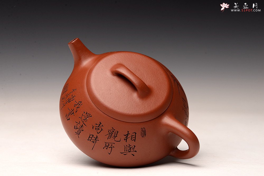 紫砂壶图片：张云熙丙申夏全手精品 雅致耐品 杀茶利器 新味朱泥石瓢 装饰文气 - 宜兴紫砂壶网