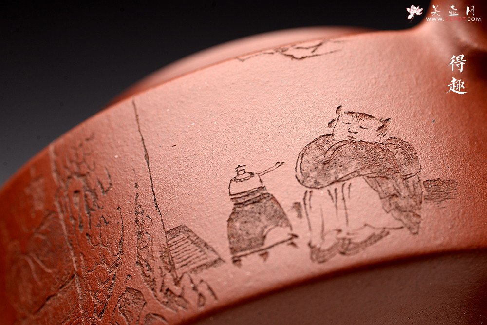 紫砂壶图片：储俊伟丙申夏全手摹古 曼生周盘 端庄素雅 国师实力派赵辉装饰 精工 - 宜兴紫砂壶网