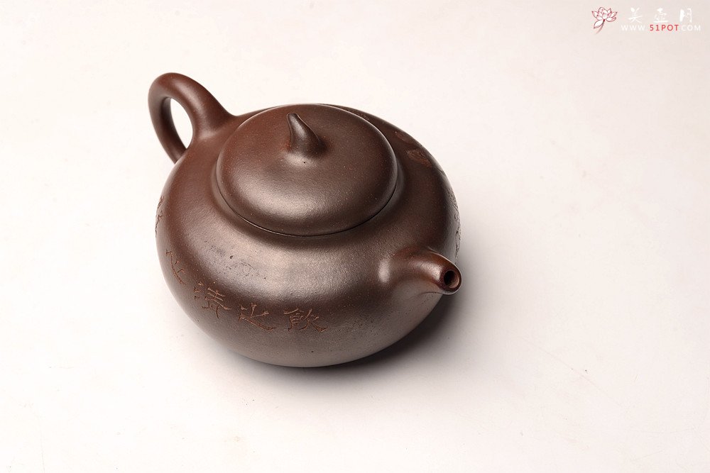 紫砂壶图片：沈秋伟经典作品 气窑窑变 高路精刻 传统全手工 线条舒畅 果元 - 宜兴紫砂壶网