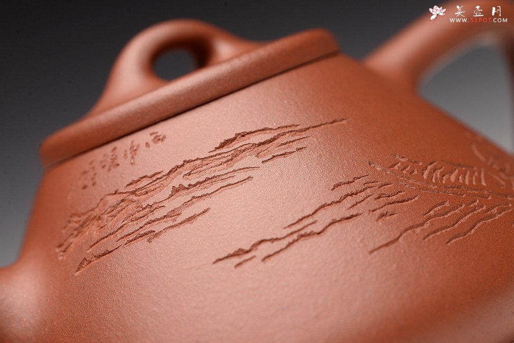 紫砂壶图片：周斌文人作品 全手摹古石瓢 储云高徒潘晓鸣装饰  - 宜兴紫砂壶网