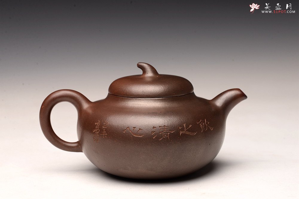 紫砂壶图片：沈秋伟经典作品 气窑窑变 高路精刻 传统全手工 线条舒畅 果元 - 宜兴紫砂壶网