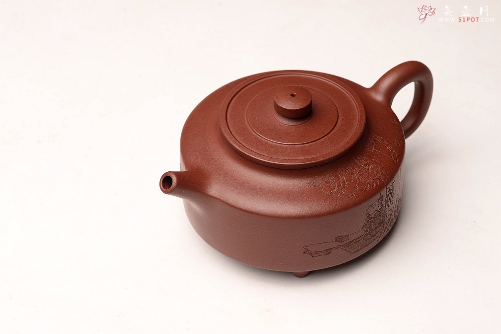 紫砂壶图片：储俊伟丙申夏全手摹古 曼生周盘 端庄素雅 国师实力派赵辉装饰 精工 - 宜兴紫砂壶网