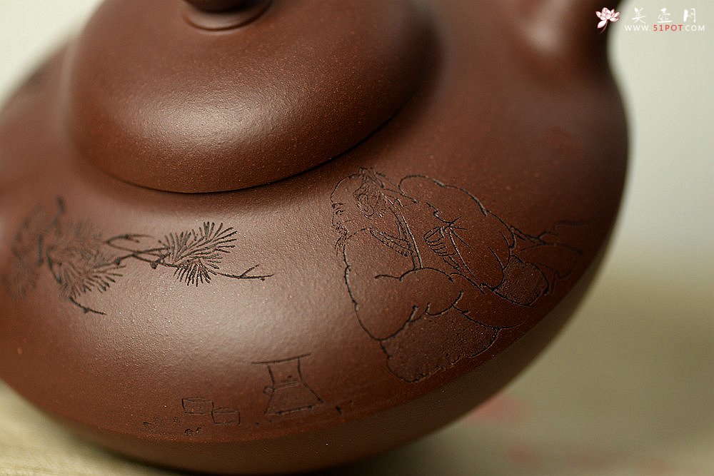 紫砂壶图片：曼生十八式之紫泥合欢 文气装饰 器形周正 做工严谨 - 宜兴紫砂壶网