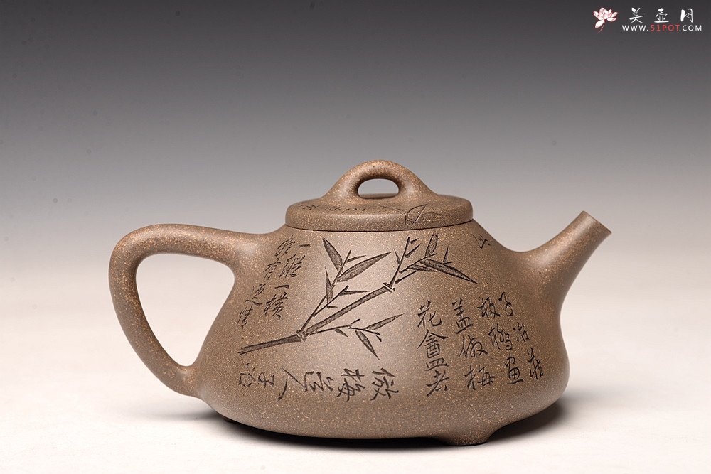 紫砂壶图片：钱建荷丙申全手摹古 张听刚装饰 子冶石瓢 自然舒美 不再接受定做 - 宜兴紫砂壶网