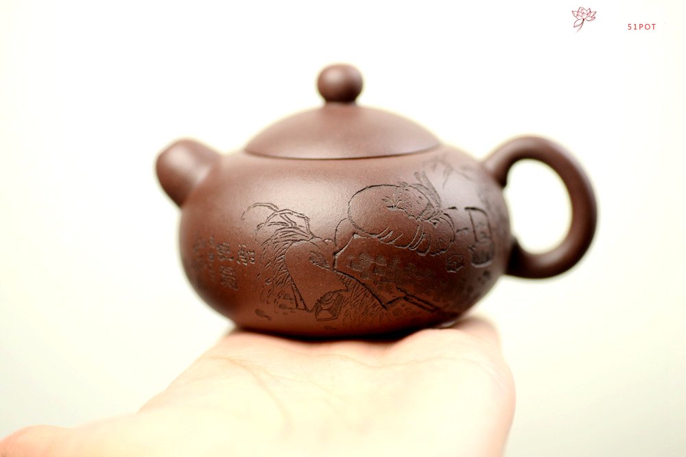 紫砂壶图片：谭华斌近作 道洪风格之玉露 刀法精炼 可人小壶 美壶特惠 - 宜兴紫砂壶网