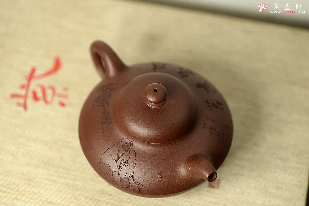 紫砂壶图片：曼生十八式之紫泥合欢 文气装饰 器形周正 做工严谨 - 宜兴紫砂壶网