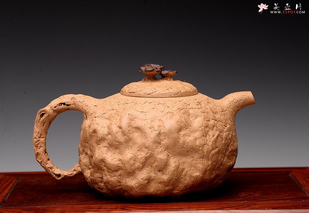 紫砂壶图片：肌理自然生动 全手薄胎灵芝龚春 古朴之味~~~沧桑质感 - 宜兴紫砂壶网