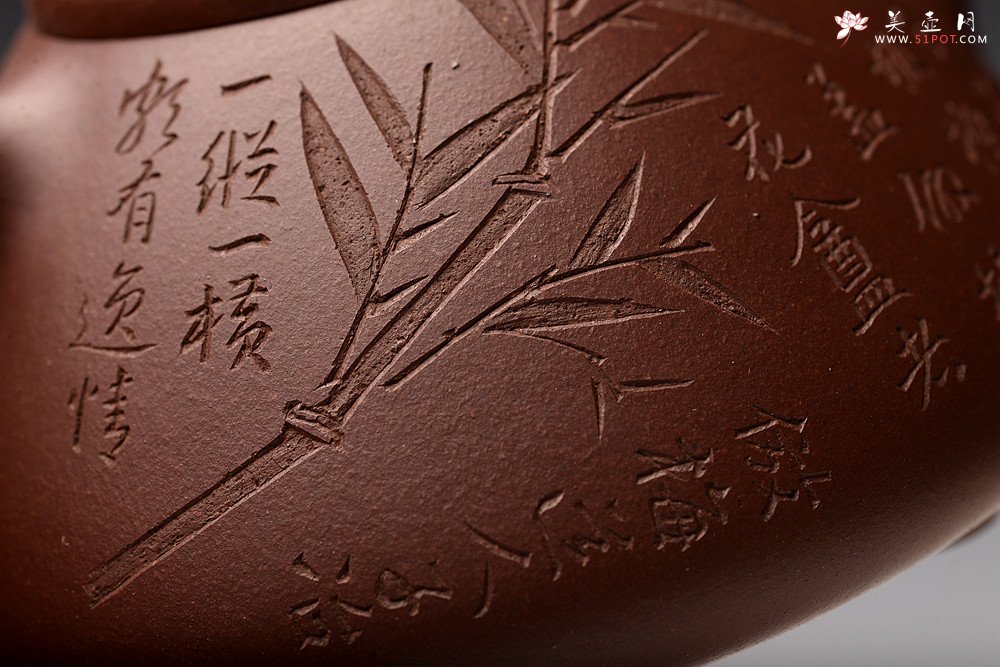 紫砂壶图片：周路健丙申夏摹古之作 张听刚装饰 文气隽永 致敬经典 全手子冶石瓢 - 宜兴紫砂壶网