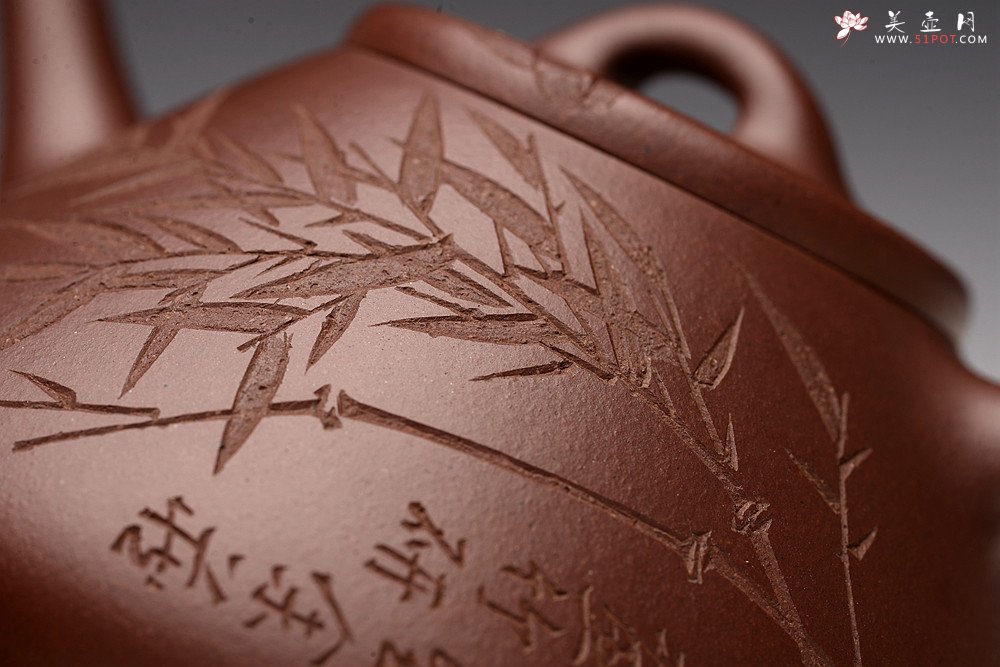 紫砂壶图片：周路健丙申夏摹古之作 张听刚装饰 文气隽永 致敬经典 全手子冶石瓢 - 宜兴紫砂壶网