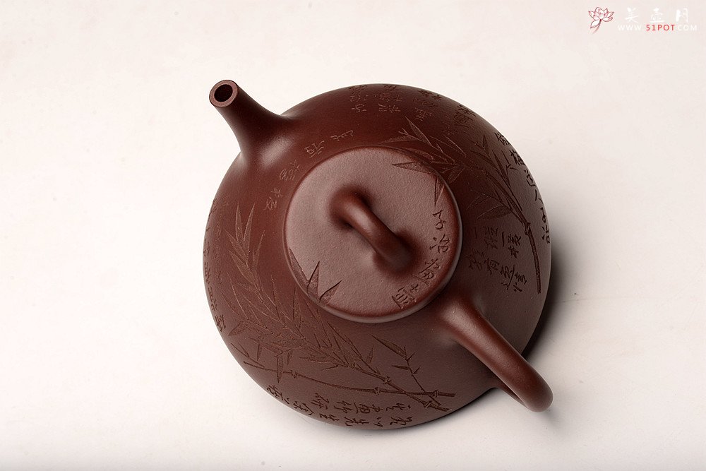 紫砂壶图片：周路健丙申夏摹古之作 张听刚装饰 文气隽永 致敬经典 全手子冶石瓢 - 宜兴紫砂壶网