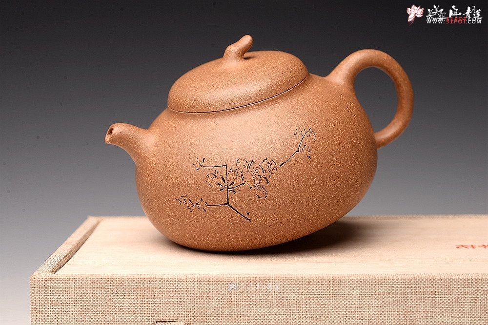 紫砂壶图片：国助工唐文作品 五彩段泥瓜 敦厚可人 陆轶舟精心装饰 - 宜兴紫砂壶网