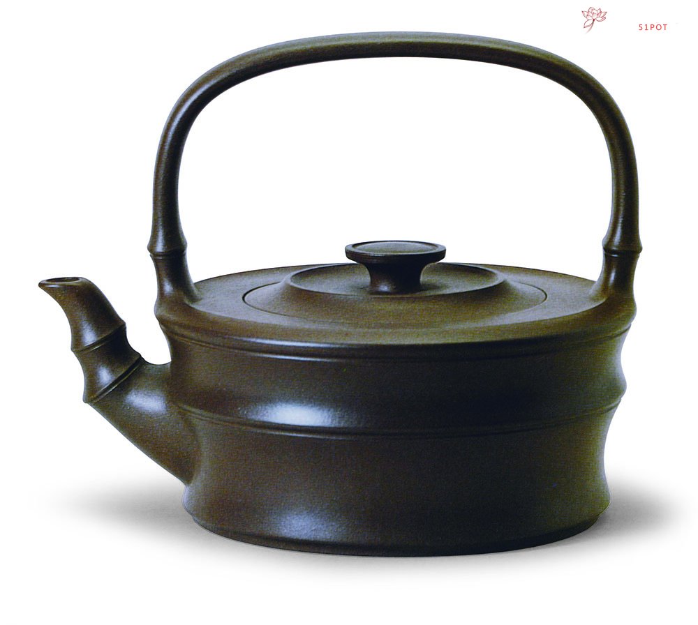 紫砂壶图片：扁竹提梁壶 - 宜兴紫砂壶网