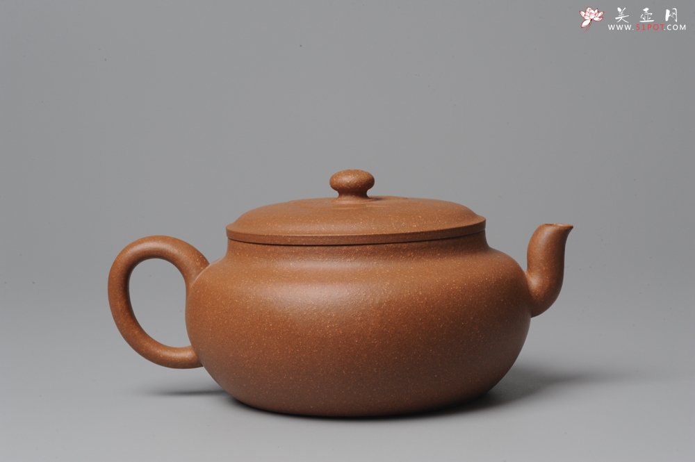 紫砂壶图片：全手工新作柿花 桂花泥 大口实用 - 宜兴紫砂壶网