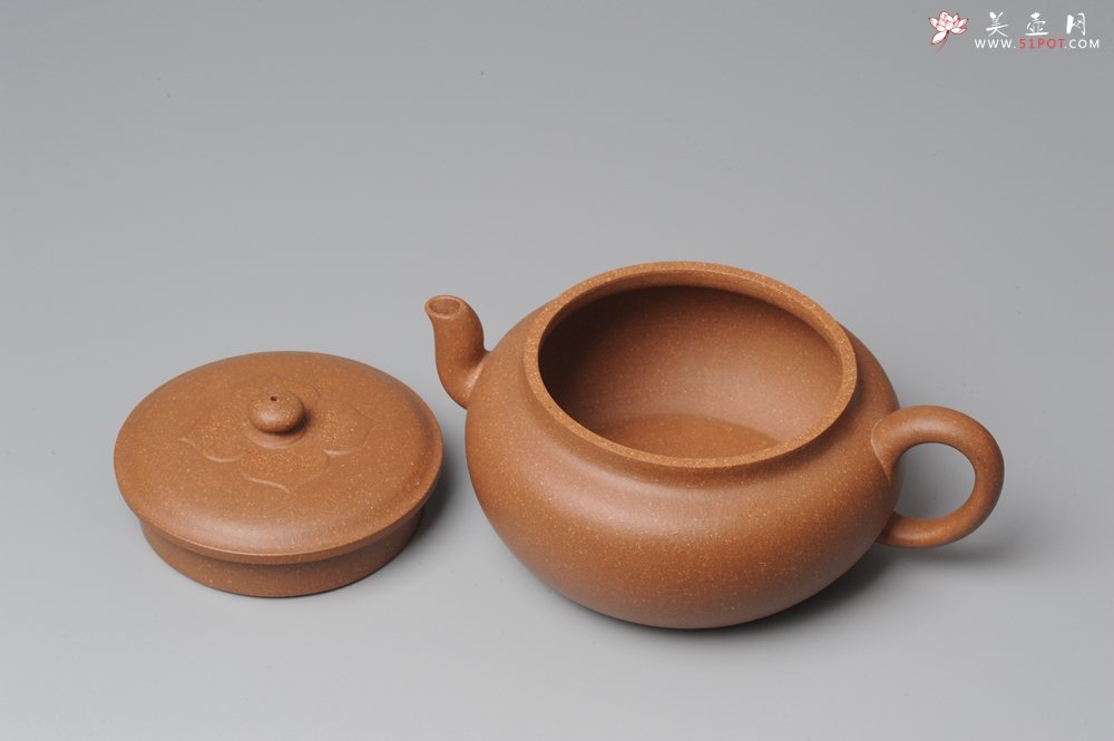 紫砂壶图片：全手工新作柿花 桂花泥 大口实用 - 宜兴紫砂壶网