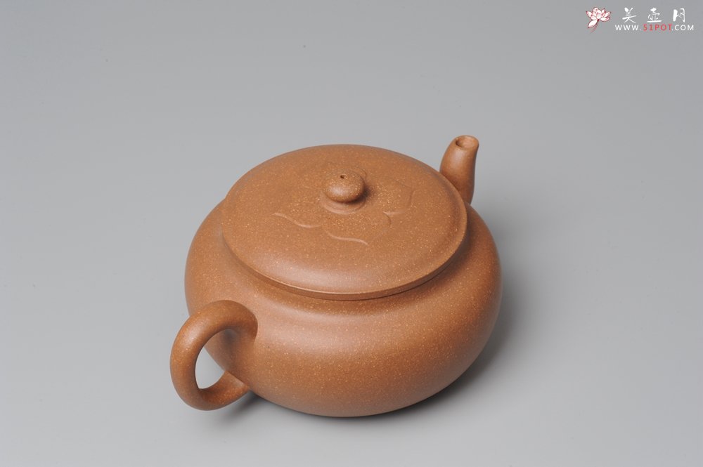 紫砂壶图片：全手工新作柿花 桂花泥 大口实用 - 宜兴紫砂壶网