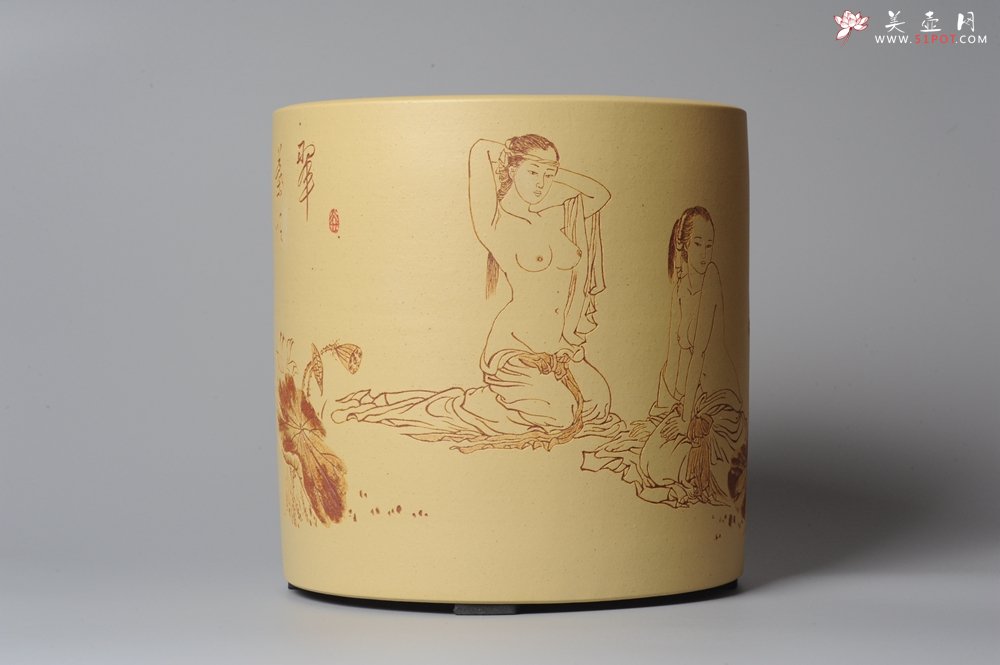 紫砂壶图片：出水芙蓉 清雅笔筒 自品 - 宜兴紫砂壶网