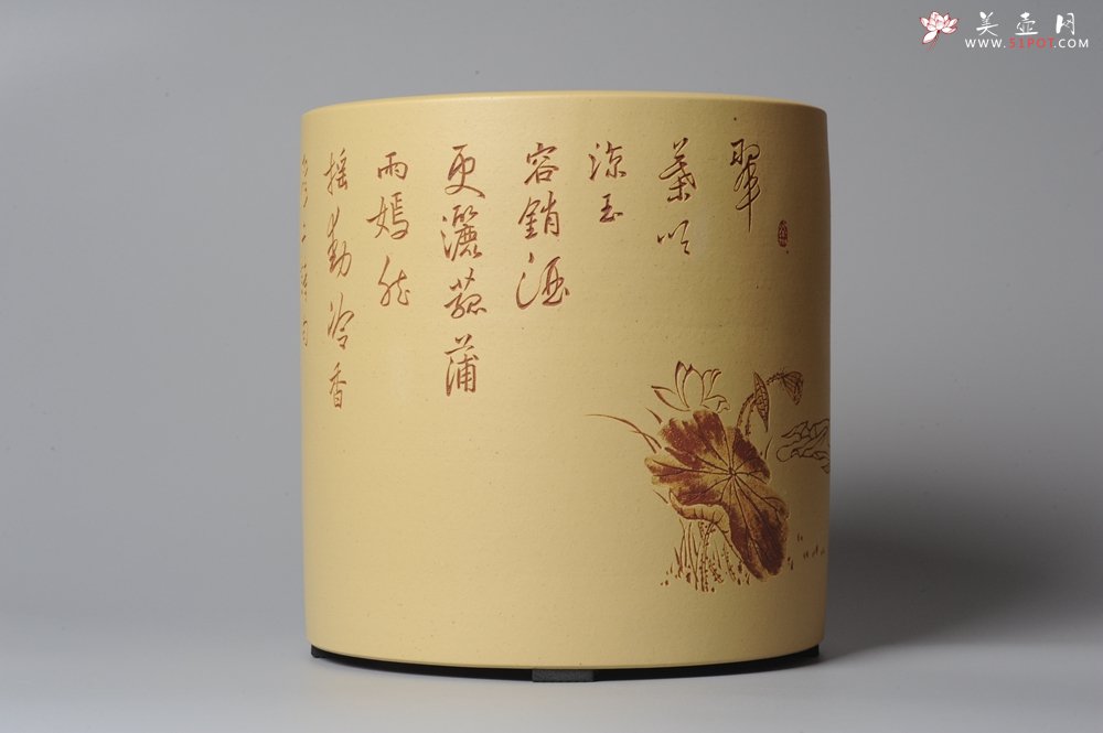 紫砂壶图片：出水芙蓉 清雅笔筒 自品 - 宜兴紫砂壶网