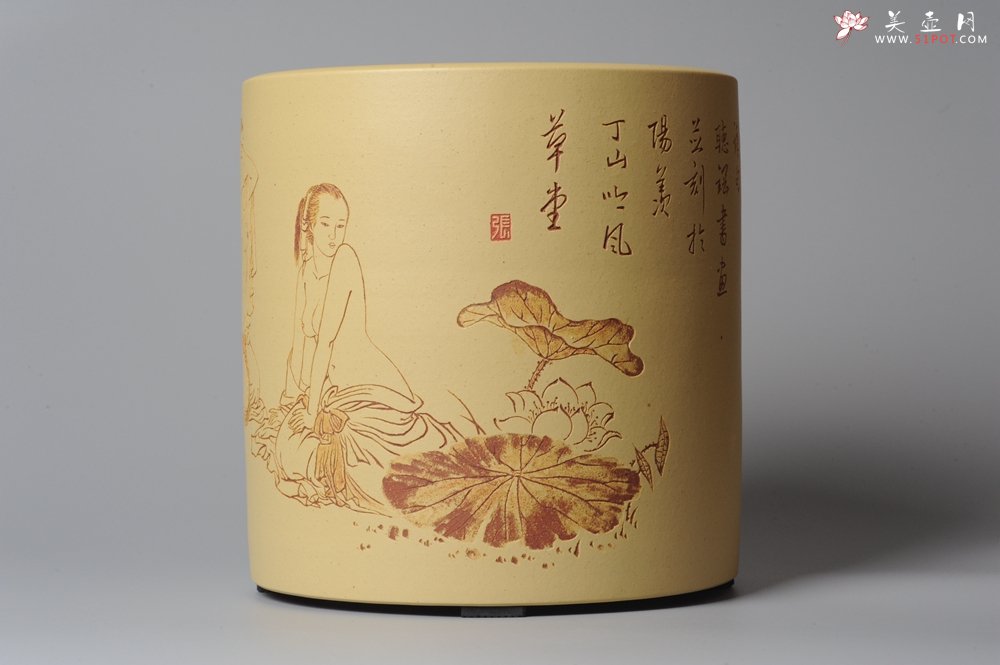 紫砂壶图片：出水芙蓉 清雅笔筒 自品 - 宜兴紫砂壶网