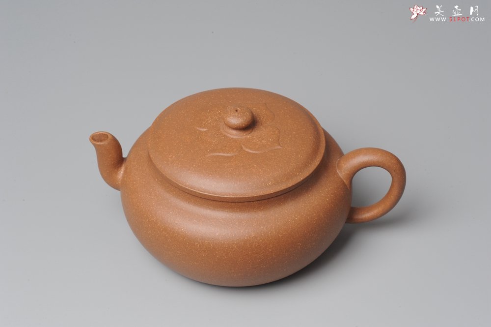 紫砂壶图片：全手工新作柿花 桂花泥 大口实用 - 宜兴紫砂壶网