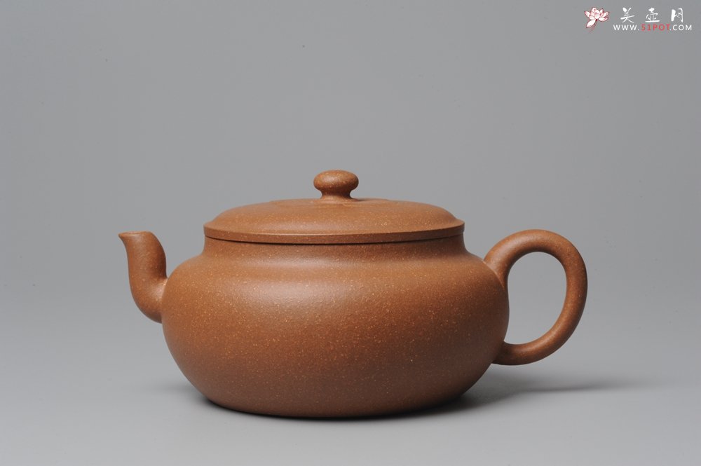 紫砂壶图片：全手工新作柿花 桂花泥 大口实用 - 宜兴紫砂壶网