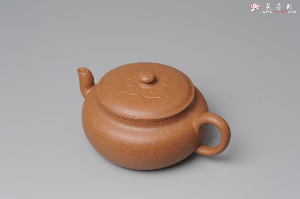 紫砂壶图片：全手工新作柿花 桂花泥 大口实用 - 宜兴紫砂壶网