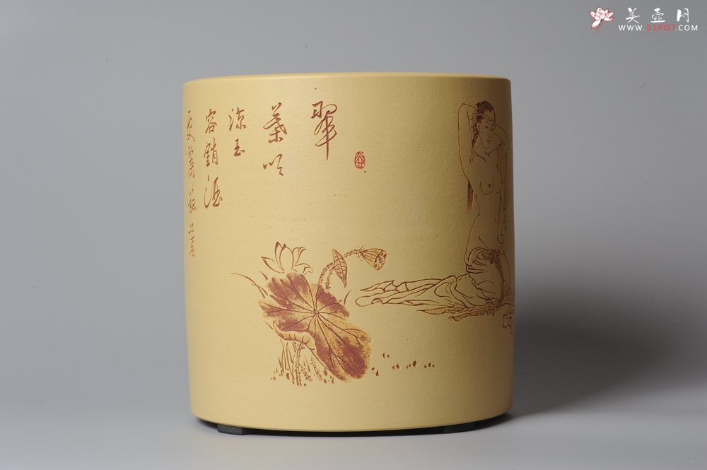 紫砂壶图片：出水芙蓉 清雅笔筒 自品 - 宜兴紫砂壶网