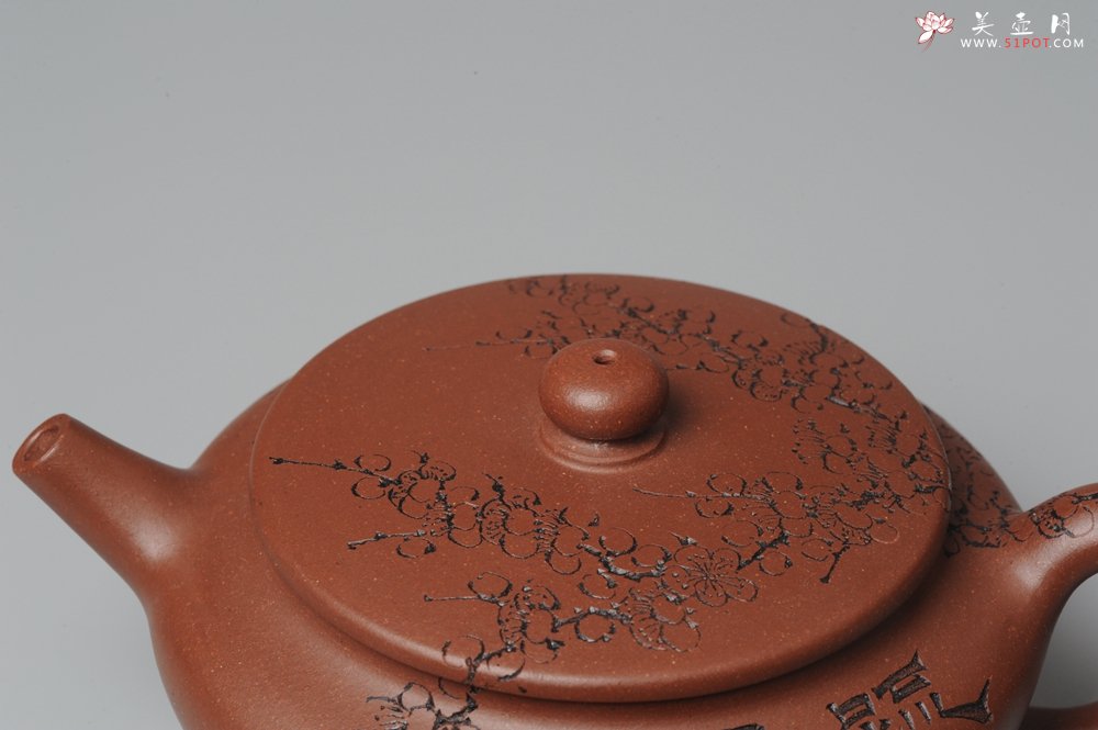 紫砂壶图片：刘华徒弟生益刻绘 全手工桑扁 - 宜兴紫砂壶网