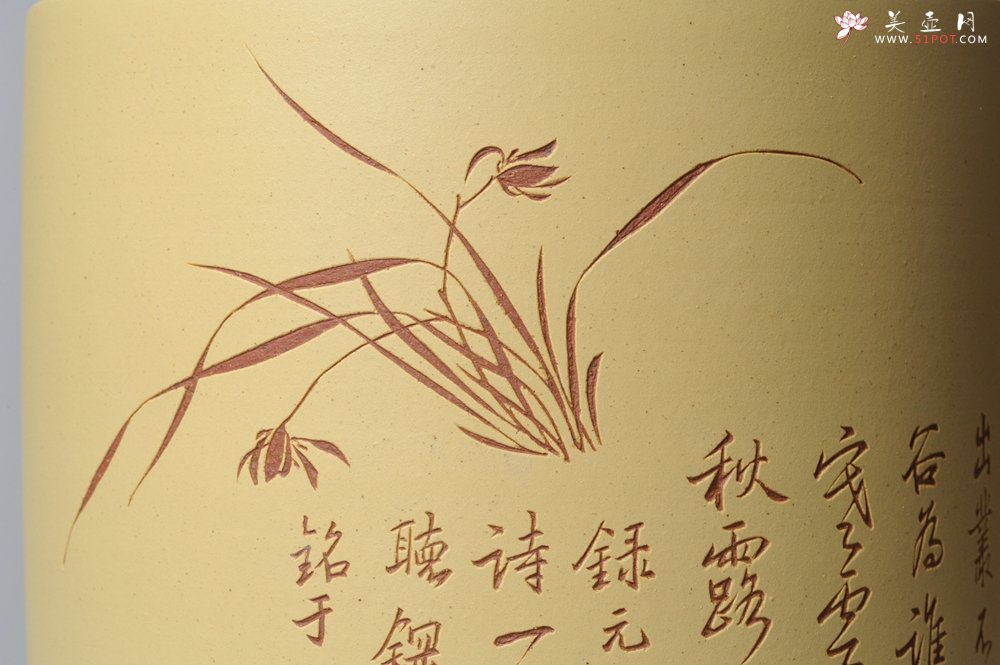 紫砂壶图片：素雅 文气 有兰有竹 笔筒 功力精湛 - 宜兴紫砂壶网