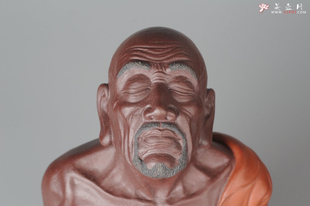 紫砂壶图片：静观罗汉 醉泥人郑玉阳精品雕塑 大号精品 - 宜兴紫砂壶网