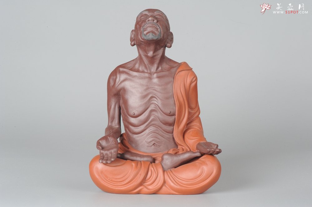 紫砂壶图片：静观罗汉 醉泥人郑玉阳精品雕塑 大号精品 - 宜兴紫砂壶网